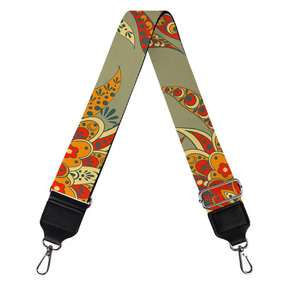 Vintage Orange Bohemian Floral Print Bag Strap