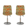 Vintage Orange Bohemian Floral Print Bar Stool Covers