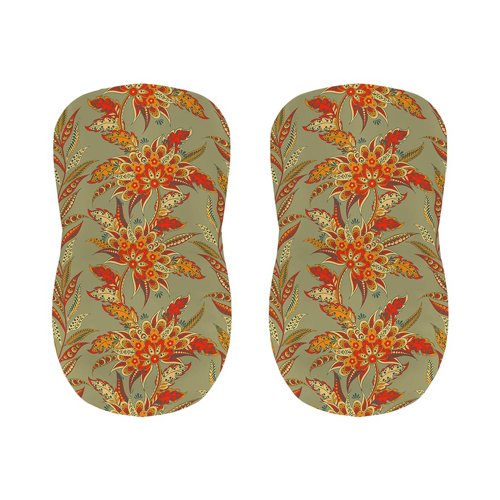 Vintage Orange Bohemian Floral Print Bar Stool Covers