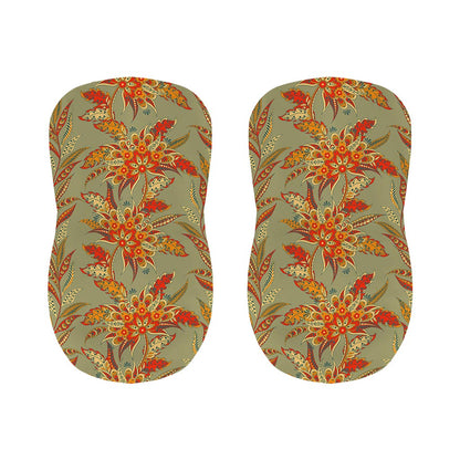 Vintage Orange Bohemian Floral Print Bar Stool Covers