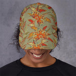 Vintage Orange Bohemian Floral Print Baseball Cap