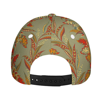 Vintage Orange Bohemian Floral Print Baseball Cap