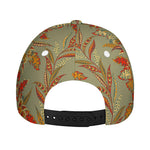 Vintage Orange Bohemian Floral Print Baseball Cap