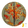 Vintage Orange Bohemian Floral Print Basketball