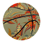 Vintage Orange Bohemian Floral Print Basketball