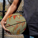 Vintage Orange Bohemian Floral Print Basketball