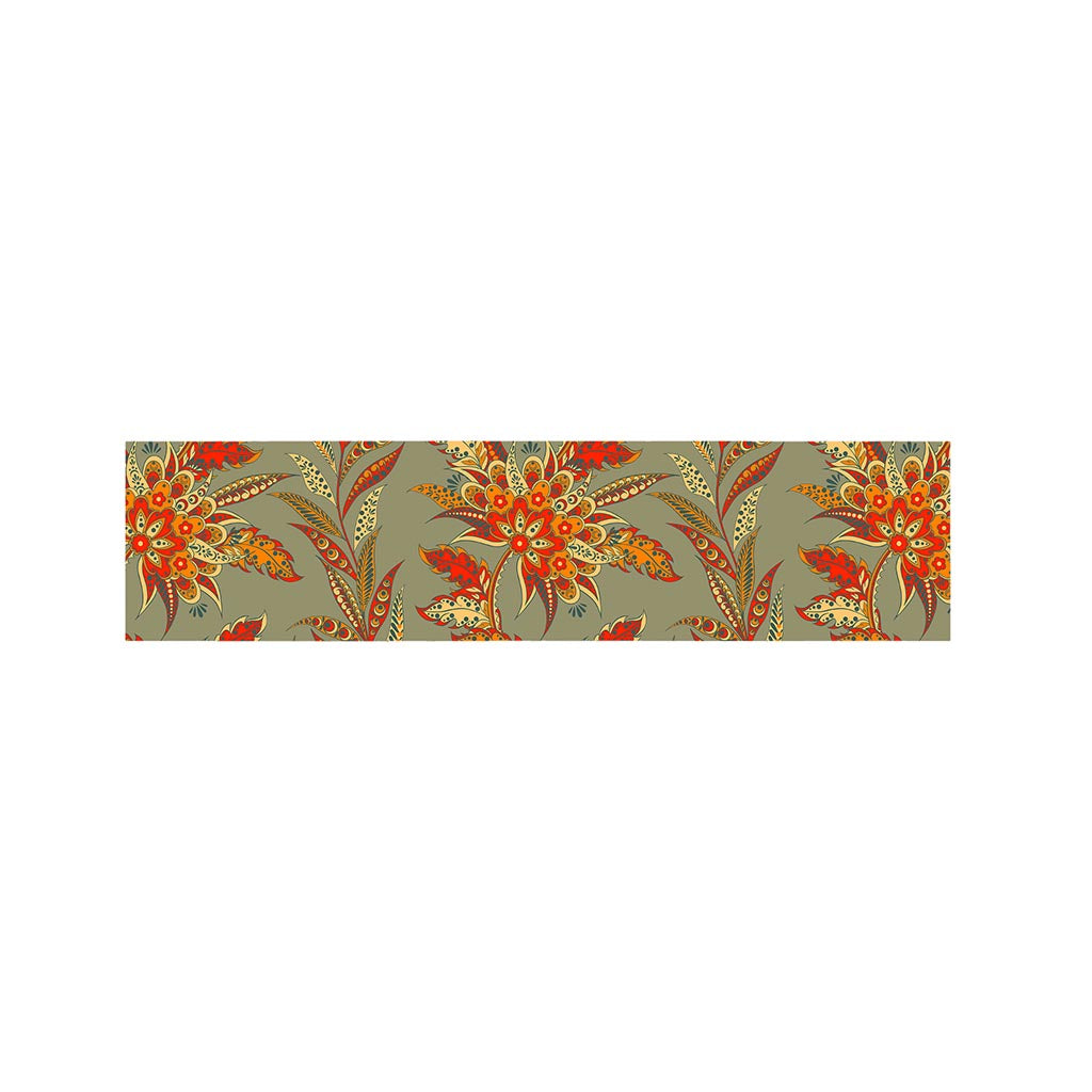 Vintage Orange Bohemian Floral Print Bed Runner