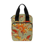 Vintage Orange Bohemian Floral Print Bible Tote Bag