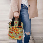 Vintage Orange Bohemian Floral Print Bible Tote Bag