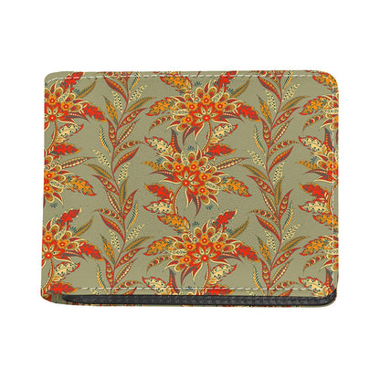 Vintage Orange Bohemian Floral Print Bifold Wallet