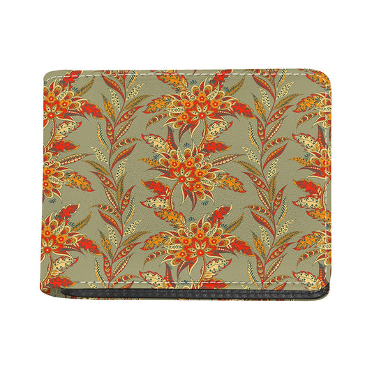 Vintage Orange Bohemian Floral Print Bifold Wallet