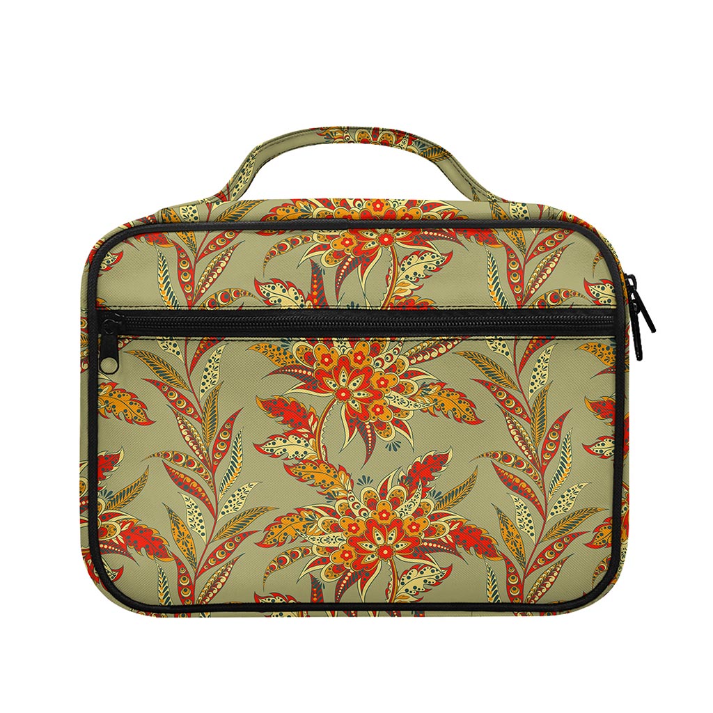 Vintage Orange Bohemian Floral Print Briefcase Bible Bag