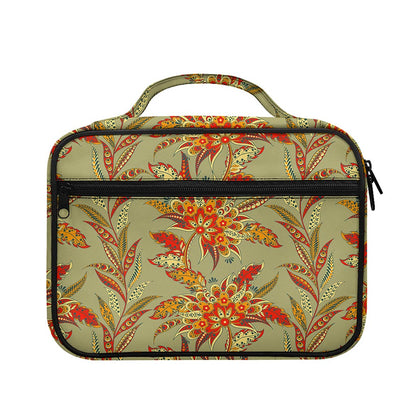 Vintage Orange Bohemian Floral Print Briefcase Bible Bag