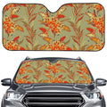 Vintage Orange Bohemian Floral Print Car Windshield Sun Shade