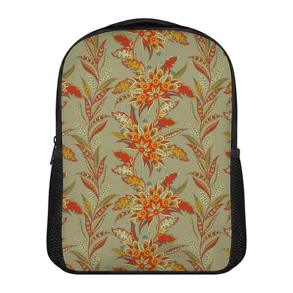 Vintage Orange Bohemian Floral Print Casual Backpack