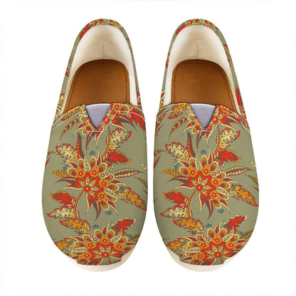 Vintage Orange Bohemian Floral Print Casual Shoes