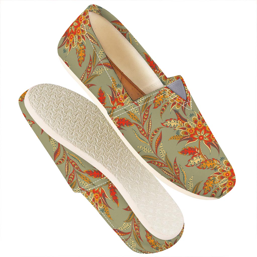 Vintage Orange Bohemian Floral Print Casual Shoes