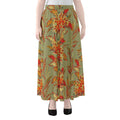 Vintage Orange Bohemian Floral Print Chiffon Maxi Skirt
