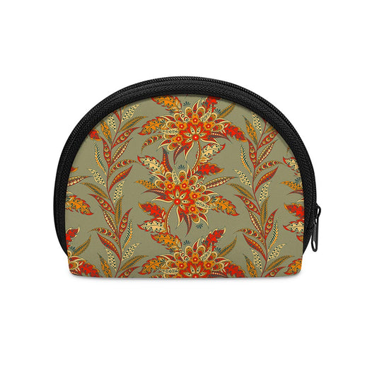 Vintage Orange Bohemian Floral Print Coin Purse