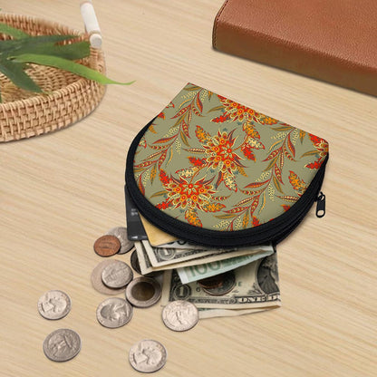 Vintage Orange Bohemian Floral Print Coin Purse