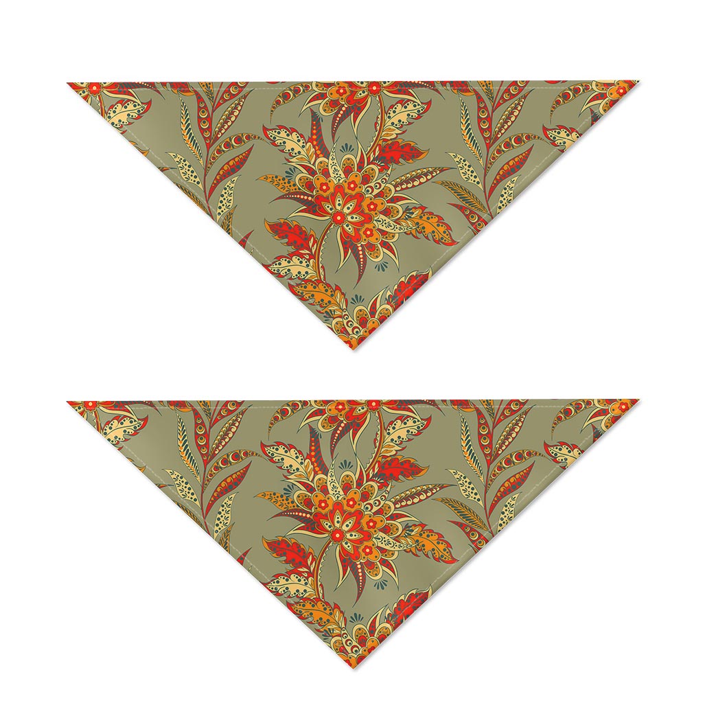 Vintage Orange Bohemian Floral Print Dog Bandana
