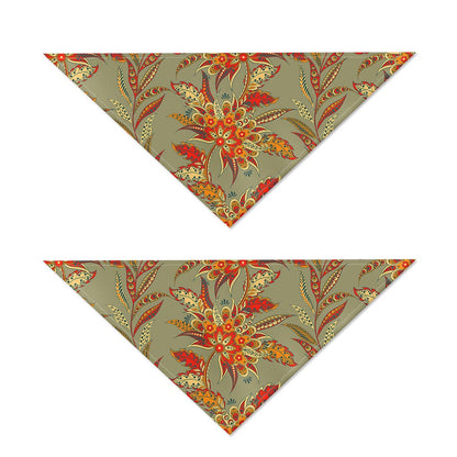 Vintage Orange Bohemian Floral Print Dog Bandana