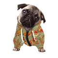 Vintage Orange Bohemian Floral Print Dog Zip Up Hoodie