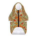 Vintage Orange Bohemian Floral Print Dog Zip Up Hoodie