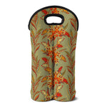 Vintage Orange Bohemian Floral Print Double Neoprene Wine Tote