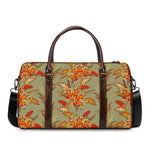 Vintage Orange Bohemian Floral Print Duffle Bag