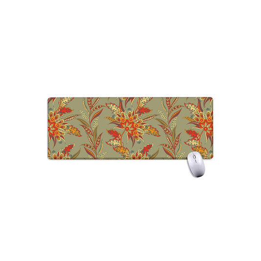 Vintage Orange Bohemian Floral Print Extended Mouse Pad
