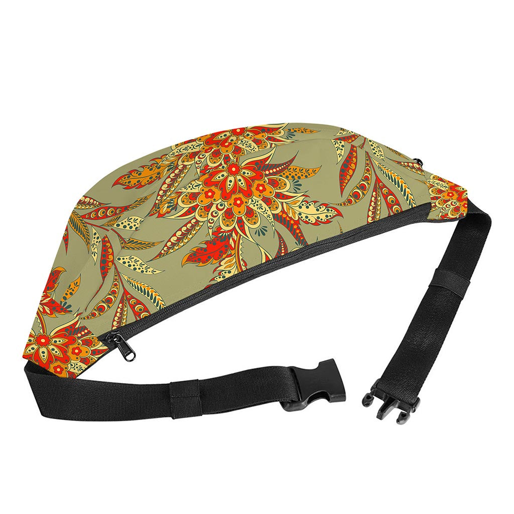Vintage Orange Bohemian Floral Print Fanny Pack