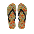 Vintage Orange Bohemian Floral Print Flip Flops
