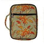 Vintage Orange Bohemian Floral Print Front Pocket Bible Bag