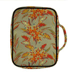Vintage Orange Bohemian Floral Print Front Pocket Bible Bag