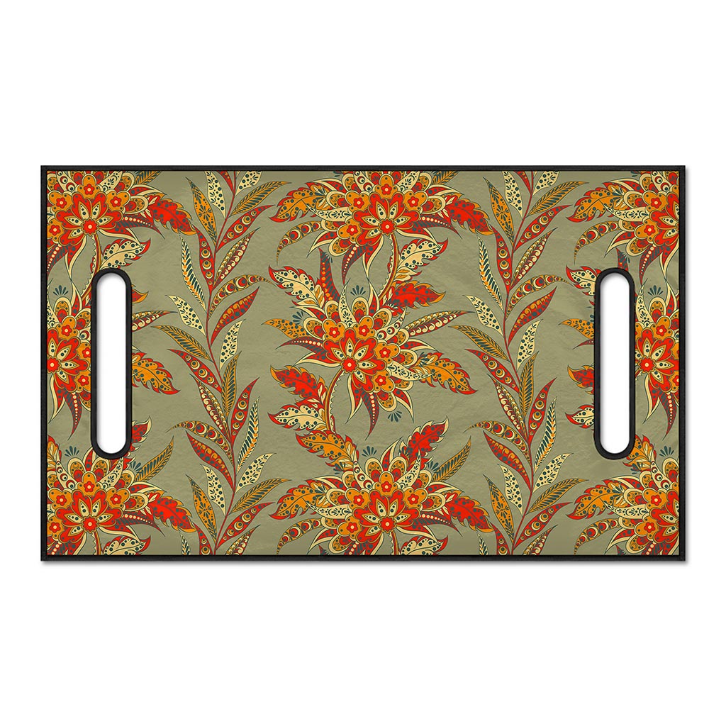Vintage Orange Bohemian Floral Print Golf Cart Seat Cover
