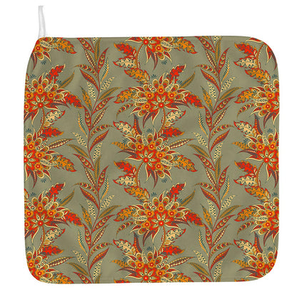 Vintage Orange Bohemian Floral Print Hand Towel