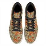 Vintage Orange Bohemian Floral Print High Top Leather Sneakers