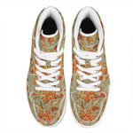 Vintage Orange Bohemian Floral Print High Top Leather Sneakers