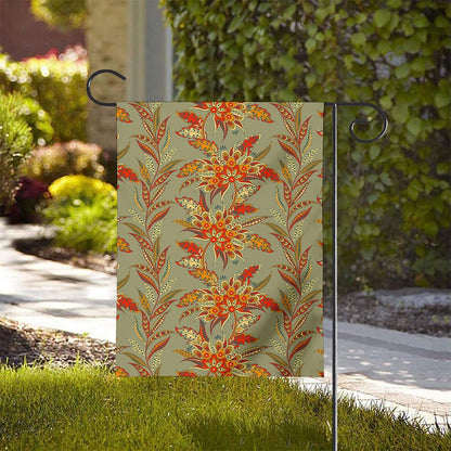 Vintage Orange Bohemian Floral Print House Flag