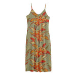 Vintage Orange Bohemian Floral Print Jersey Midi Cami Dress