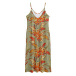 Vintage Orange Bohemian Floral Print Jersey Midi Cami Dress