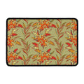 Vintage Orange Bohemian Floral Print Kitchen Mat