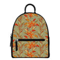 Vintage Orange Bohemian Floral Print Leather Backpack