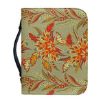 Vintage Orange Bohemian Floral Print Leather Bible Cover