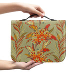 Vintage Orange Bohemian Floral Print Leather Bible Cover