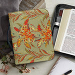 Vintage Orange Bohemian Floral Print Leather Bible Cover