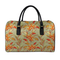 Vintage Orange Bohemian Floral Print Leather Duffel Bag