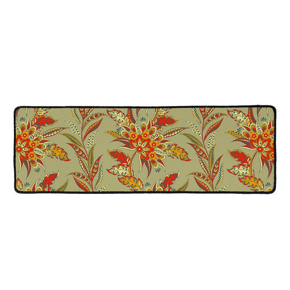 Vintage Orange Bohemian Floral Print Long Kitchen Mat