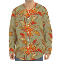 Vintage Orange Bohemian Floral Print Long Sleeve Baseball Jersey